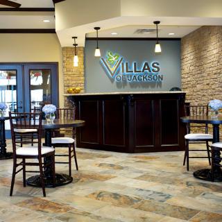 Reception area with elegant decor and stylish furniture.