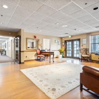 A spacious lobby area with comfortable seating and ample natural light.