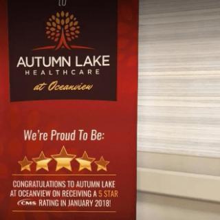 A banner from Autumn Lake Healthcare celebrating a five-star rating received in January 2018.