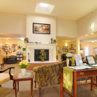 A cozy living room with a fireplace and elegant decor.