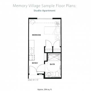 Floor plan of a suite apartment in Memory Village.