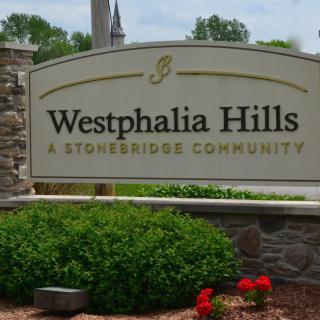 Entrance sign for Westphalia Hills, a Stonebridge Community.