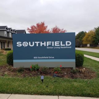 Entrance sign for Southfield Senior Living Residence.