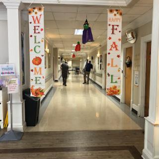 A decorated hallway welcoming the fall season.
