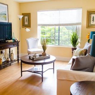 A bright and cozy living room with stylish furniture and vibrant decor.