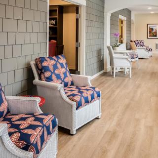 A cozy lobby area with comfortable chairs and stylish decor.