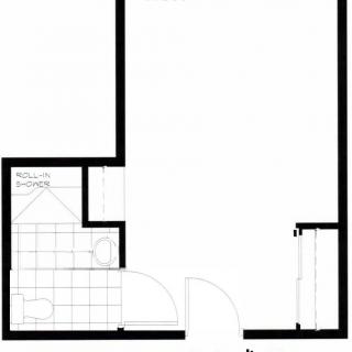A simple architectural floor plan layout.