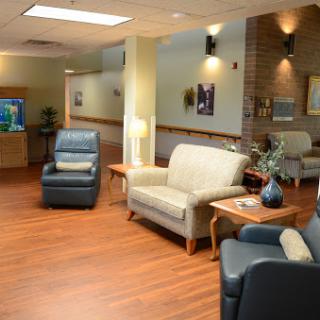 A welcoming lobby with comfortable seating and bright lighting.