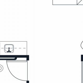 Architectural floor plan showing a bathroom layout with a sink and toilet.