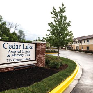 Entrance to Cedar Lake Assisted Living & Memory Care facility.
