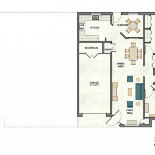An architectural floor plan depicting the layout of a residential space.