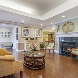 A cozy living room with elegant decor and a fireplace.