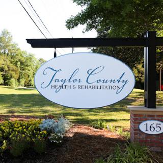 Sign for Taylor County Health & Rehabilitation facility.