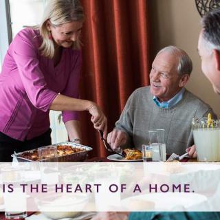 A family enjoying a meal together at home.