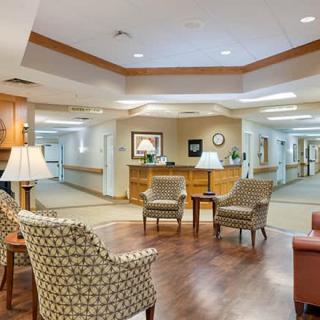 A welcoming lobby area with comfortable seating and ambient lighting.