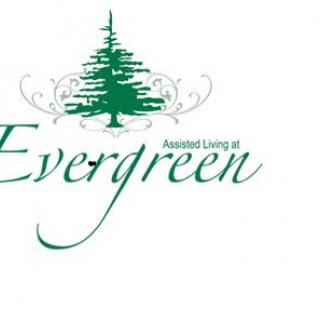 Logo for Evergreen Assisted Living, featuring a green tree and elegant typography.
