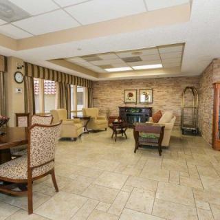 A spacious lobby area with comfortable seating and stylish decor.