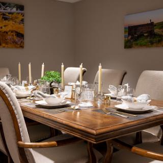 An elegantly set dining table ready for a special occasion.