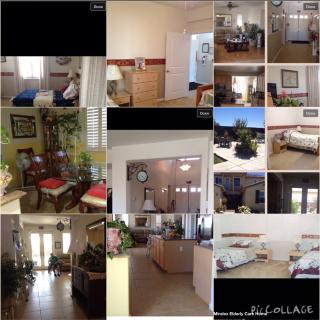 A collage of various rooms and interior decor elements in a home.