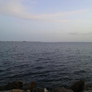A serene view of the ocean under a calm sky.
