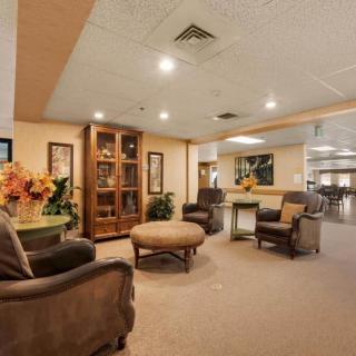 A cozy lobby area with comfortable seating and tasteful decor.