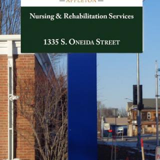 Sign for Nursing & Rehabilitation Services located at 1335 S. Oneida Street.