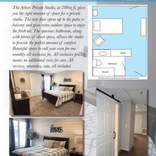 A modern studio apartment showcasing its interior design, layout, and decor.