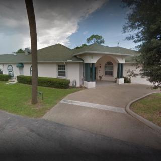 A suburban house with a driveway and surrounding greenery.