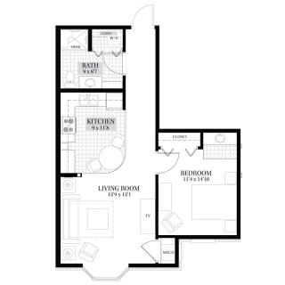 A detailed floor plan of an apartment showing various rooms and their arrangement.