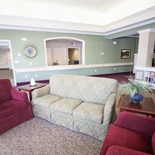 A cozy seating area with sofas and stylish decor.