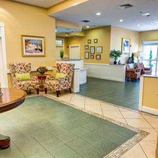 A welcoming lobby area featuring comfortable seating and bright decor.