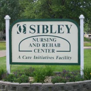 Sign for Sibley Nursing and Rehab Center, a Care Initiatives Facility.