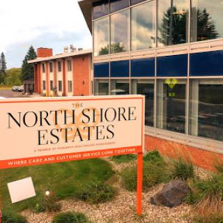 Sign for North Shore Estates, indicating a residential or rental property.