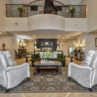 A luxurious living room with elegant furniture and modern decor.