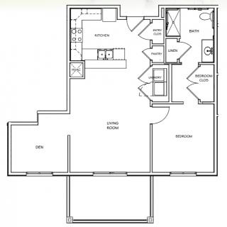 A detailed floor plan showing the layout of a residential property with key areas marked, including living room, kitchen, and bedrooms.