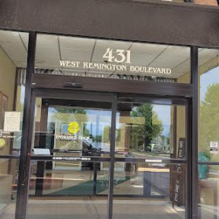Main entrance of a business building.
