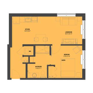 A detailed floor plan of an apartment showcasing various rooms and layout.