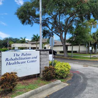 The entrance to The Palms Rehabilitation and Healthcare Center, showcasing its welcoming environment.