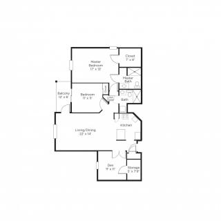 This image displays a floor plan layout of an apartment, detailing the arrangement of rooms and spaces.
