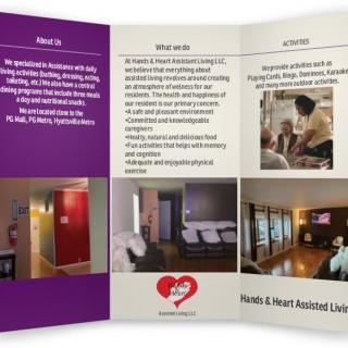 A brochure showcasing healthcare and rehabilitation services, including images of facilities and therapy rooms.