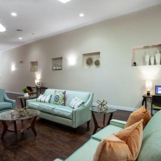A modern living room featuring comfortable sofas and stylish decor.