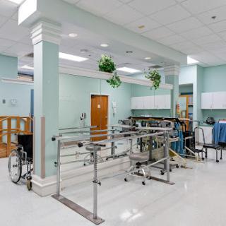 A well-equipped rehabilitation therapy room designed for physical therapy and patient recovery.