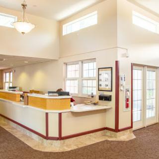 A bright and welcoming reception area with a modern design.