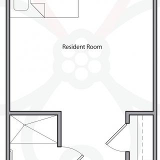 A simple floor plan of a resident room.
