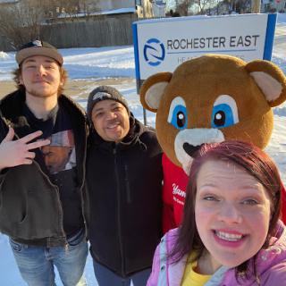 A fun day at Rochester East with friends and a friendly mascot!