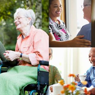 Heartwarming moments of connection and care between elderly individuals and their caregivers.