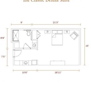 Floor plan of a classic theater suite.