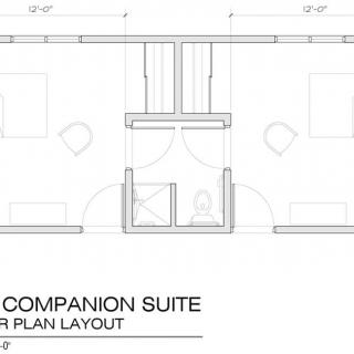 Architectural floor plan layout of a companion suite.