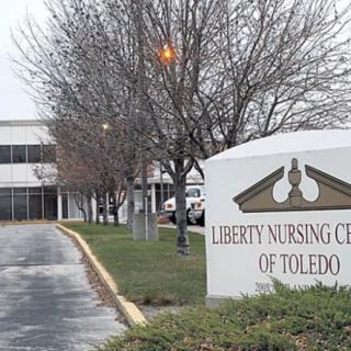 Liberty Nursing Center of Toledo entrance and sign.