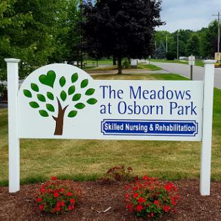 Sign for The Meadows at Osborn Park, a skilled nursing and rehabilitation facility.